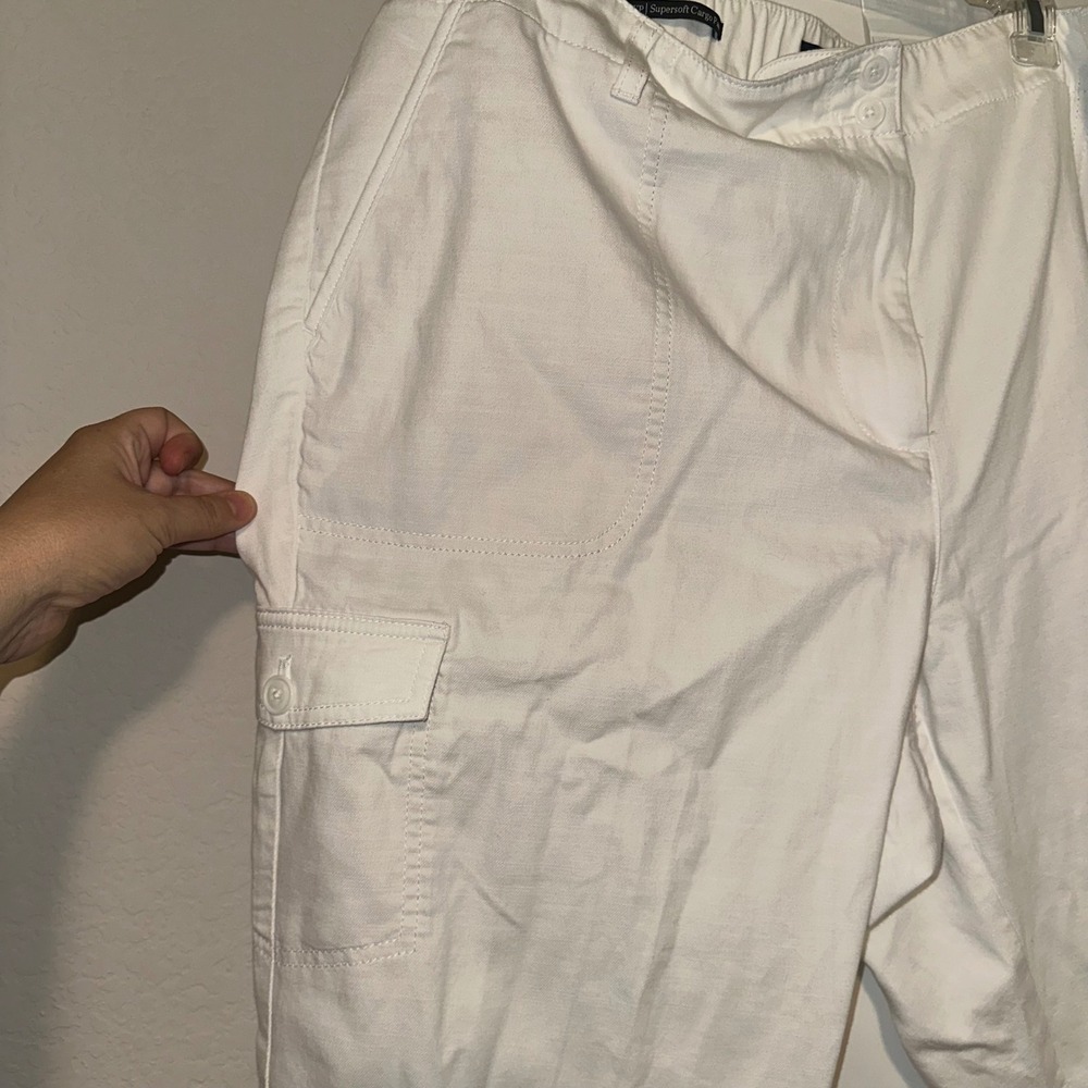 Talbots Supersoft Cargo Pants White Woman's‎ Size 20WP Cotton Linen Blend Summer - Picture 7 of 12
